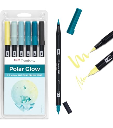 Tombow ABT Dual Brush Pen – Set Manga Aquarelle Flower, 6 Feutres + Pinceau Réservoir D'eau, Modèles Et Tutoriel Vidéo Inclus