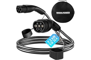 WADA POWER Cavo Ricarica Auto Elettrica Tipo 2: Cavo di Ricarica per Veicoli Elettrici 7KW 32A Monofase, Compatibile con Tutti i Modelli Tipo 2/CCS2, EV/PHEV, IEC 62196-2, 5M, Borsa Inclusa