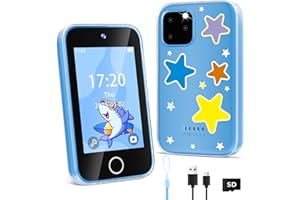 CKATE Kids Phone, Kids Smart Phone | 3.5" Touchscreen, Eye-friendly, 1000mAh Battery, Long battery life | Puzzle Games, Music, Dual Camera | 4 5 6 7 8 9 10 11 12 Year Old Girl Gifts & Boys Gifts, Blue