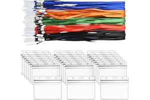 OTYMIOW Cordón con Tarjetero 50pares Portatarjetas de Identificación para Mujeres y Hombres con Cordones para el Cuello, Oficina, Tarjeteros, Insignias para el Cuello con Tarjetero de Identificación