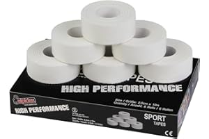 ALPIDEX 6 x Sport Tape 2.5 cm x 10 m Cinta Dedo Adhesiva Deportiva Borde Serrado 100% Algodón Balonmano Fútbol Voleibol Escalada
