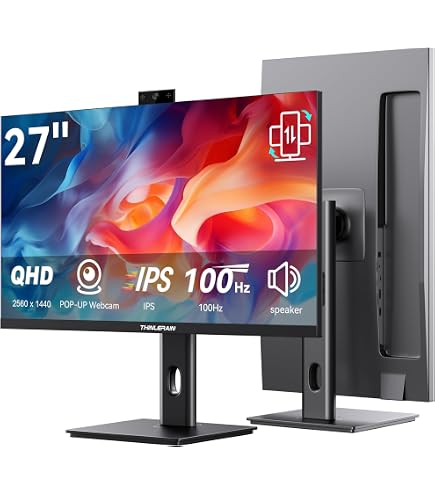 HP M27 Webcam Monitor - Computer Monitor with Built-in 5MP Camera