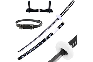Hashiman - Katana One Piece - Trafalgar Law Nero - Replica Manga Sabre + Supporto per spada in legno + Cintura, SH-521BK-WD