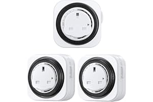DEWENWILS Mechanical Indoor Timer Socket Switch,24 Hour Programmable Energy Saving Light Timer for Home Security, Christmas Light, Home Appliances, 13A/3120W, CE Listed (3 Pack)