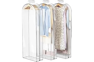 ANBOO 60" Garment Bags for Clothes 3 Pack, Dust Proof Clothes Covers with Zip, Hanging Storage Protector Bags Suit Covers for Wardrobe, for Travel, Suitable for Suit, Coat, Jackets, Jumpers