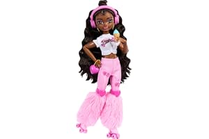 Barbie Dream Besties Barbie "Brooklyn", mörkbrunt hår, ledad docka med rullskridskor, 9 tillbehör med musik- och videotema, J