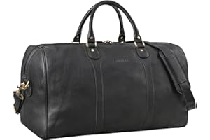 STILORD 'Vivaldo' Vintage Weekender Herren Reisetasche Damen Leder Groß Elegante Wochenend Tasche Travel Bag zum Umhängen Handgepäck Echtleder, Farbe:schwarz