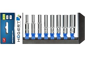 HÖGERT TECHNIK HÖGERT HT1A886 Jeu de clés à douille I Alliage d'acier au chrome vanadium I Jeu de clés à douille I Boîte à outils I Longue Noir/bleu/gris 50 mm Noir/bleu/gris