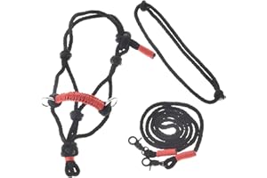 LarDen Hobby Horse Accessoires - Ensemble de Corde | Licol avec Rênes & Collier pour Cheval Bâton | Gr. M - Spark - Noir + Rouge | FAIT à la MAIN | Hobby Horsing | Tête de Cheval Réaliste à Chevaucher