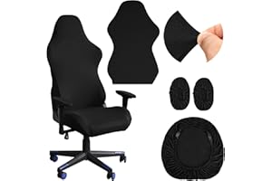 Heveer Pokrowce na krzesła gamingowe, 4 sztuki, nadające się do prania, zdejmowane pokrowce na krzesła gamingowe z podłokietnikami/oparciem na krzesła, pokrowce na krzesła komputerowe, krzesło biurowe