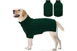 ASENKU Maglione per Cani di Taglia Piccola, Media e Grande, Maglione per Cane Lavorato a Maglia Caldo Invernale, Cappotto Felpa per Cani, Maglioncino a Collo Alto Abbigliamento Pullover XL