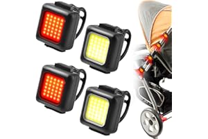 Sporgo 4 Stück Kinderwagen Licht: Wasserdichte Kinderwagenlicht LED-Kinderwagenleuchten mit 3 Lichteffekte, LED Reflektoren Blinklicht für Alle Kinderwagen, Kinderwagen Beleuchtung Zubehör