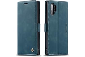 Ququcheng123 Lederhülle kompatibel mit Samsung Galaxy Note 10 Plus Hülle,Flip Case Schutzhülle Klapphülle Handyhülle mit Standfunktion-Blau