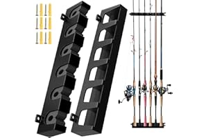 KGGZKG 1 Paar Rutenhalter Wand Vertikale Angelrutenhalter Wand Angelruten Wandhalterung Rutenständer Angelrutenstände Aufbewahrung von 6 Ruten für Garage Wand Deckenmontage Boot