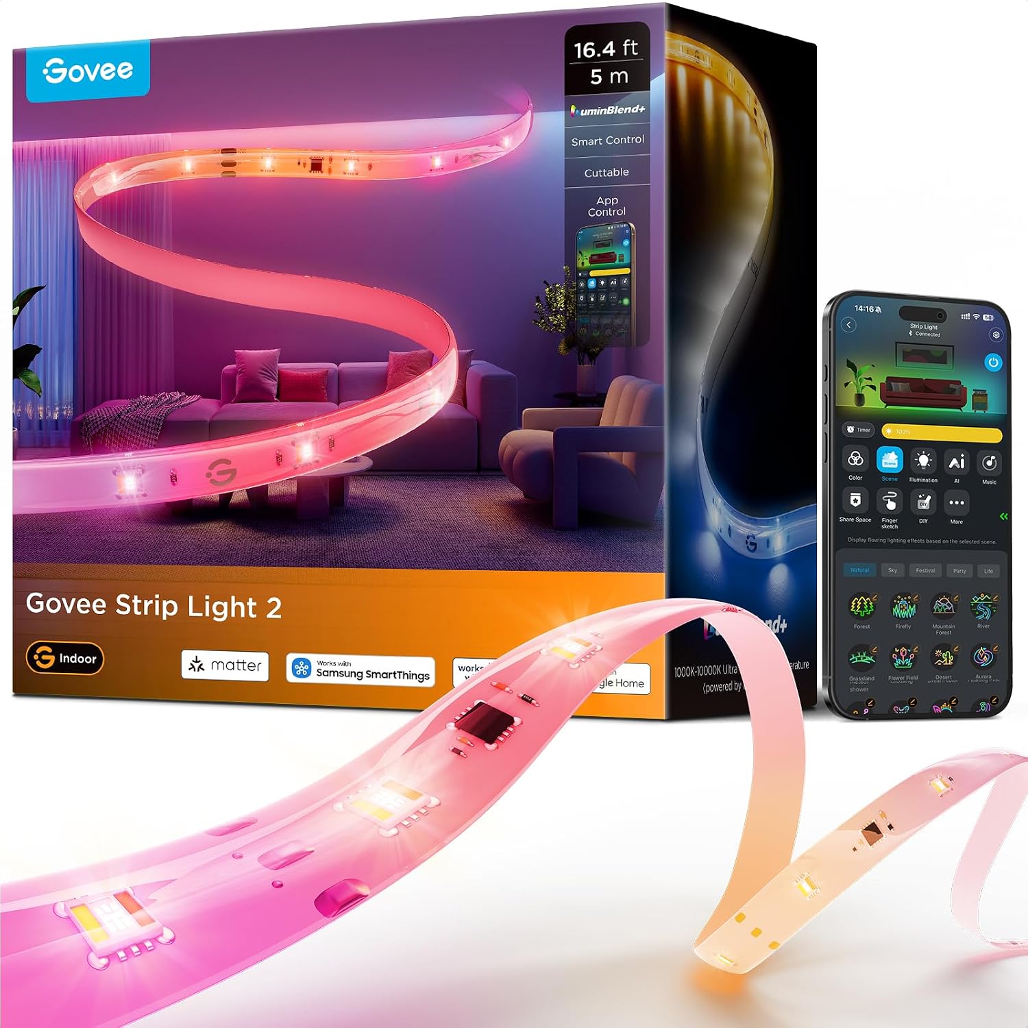 Technische Daten & Spezifikationen : Govee LED Strip Light 2 RGBWWIC Smart 5m LED