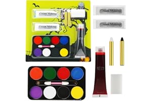 YUDDUO SFX Makeup Kit, Halloween Special Effect Face Body Paint Stage Makeup, Halloween Washable Fake Blood, 8 Colors Face Painting Kit SFX Makeup for Face Clothes Dress Up