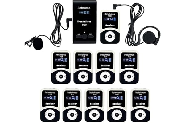 Retekess T130-T131 Système de Guide Touristique, Audio Tour Guide System, 12H en Veille, Qualité de Son Claire, pour Visites d'Usine, Formations en Conférence, équipement d'Explication de Voyage