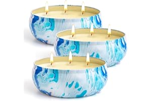 TENUISKFT Świeca Citronella Zestaw Duży Zewnętrzny, 3 x 12 uncji Ogród, 100% Naturalny wosk sojowy z olejem cytrynowym, na kemping, festiwale i wydarzenia, trwałość 300 godzin palenia podczas pikników,