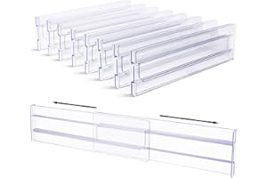 Vtopmart 8 Pack Drawer Dividers, 3.2" High Expandable from 12.2-21.4" Adjustable Drawer Organisers，Clear Plastic Drawers Separators for Clothing, Kitchen Utensils and Office Storage