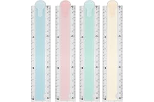 JODSEN 4 Pcs Folding Ruler,30cm Transparent Straight Ruler Kit,Geometric Measuring School Stationery Tool for Kids Student Teacher Office Light Orange Pink Blue Green