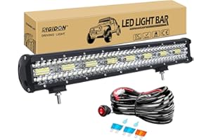 RIGIDON 8D 23 Pouces 58 cm 480W Blanc barre de Led 4x4 avec 12v faisceau de câblage kit, Barre d'éclairage led, Barre lumineuse led pour offroad Véhicules Voiture Tracteur camions ATV SUV 4x4, 6000K