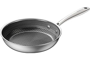 Redchef Non Stick Hybrid Egg/Omelette Pan,20cm Ceramic Frying Pan,Tri-Ply Stainless Steel Skillet,Non Toxic,PFAS PFOA/PTFE Free,Dishwasher/Oven Safe,Suitable for Induction Hobs,8"(Black)