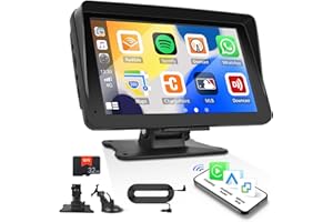 CAMECHO Portable Car Radio Wireless CarPlay Android Auto Voice Control Bluetooth Handsfree, 7 Inch TouchScreen CarPlay Screen Mirror Link GPS/FM/AUX/32G TF Card