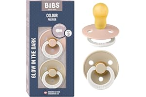 BIBS Colour Ciuccio confezione da 2 pezzi. Privo di BPA, Tettarella tonda. Lattice di gomma naturale, Misura 3 (18 + mesi), Blush NIGHT/Vanilla NIGHT