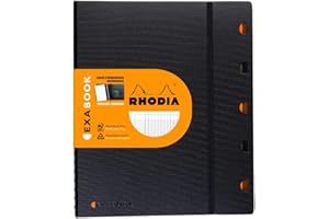 RHODIA 132151C - Cahier d’Organisation Rechargeable Exabook Noir A4+ - Grands Carreaux Seyès - 160 pages Détachables Perf. 4 trous - Papier Clairefontaine 80 g/m² - Couverture Polypro recyclée