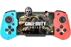 arVin Wireless Game Controller for iPhone 15, MFi Gamepad for iOS/Android/PC, Bluetooth Joystick for iPhone 16/15/14/13/12, Samsung Galaxy, Xiaomi, HUAWEI (Blue and Red)