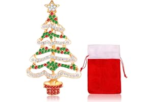 PATELAI Broche de Árbol de Navidad Broche de Navidad Colorido Broche de Árbol de Navidad con Diamantes de Imitación con Bolsa para Decoraciones Adornos Regalos Joyas Accesorios