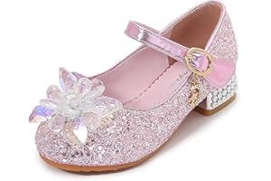 YOSICIL Zapatos de Lentejuelas Zapatos de Princesa Zapatillas de Frozen Zapatos de Tacón Niña Bailarina Niña comunion Disfraz de Princesa para 3 a 12 Años 23-37