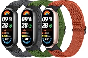 Bcuckood Elastisches Armband kompatibel mit Xiaomi Smart Band 9/ Xiaomi Smart Band 8 Damen Herren, dehnbares Uhrenarmband weiches elastisches Nylon Ersatzarmband für Xiaomi Mi Band 9/8, 3 Stück
