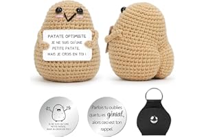 SPRINLOT Pomme de Terre Positive, Pomme de Terre Peluche en français, Kaki Poupées Pomme Terre avec Carte Positive, Motivantes Tricotée Pomme de Terre, Rigolo Cadeaux pour Homme Femme Enfant Couple Collegue
