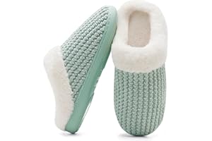 MABOVE Hiver Pantoufles Femmes en Mousse Mémoire Confort Laine-Peluche Pantoufles Maison Intérieur Mignon Mules Chaussons Anti-Slip Chaud Souple House Chaussures pour Dames