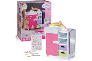 BABY born armario para muñecas, almacenamiento para ropa de muñeca con diseño de arco iris brillante y sonidos alegres, 836040 Zapf Creation