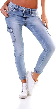 OSAB-Fashion 4575 Damen Jeans Röhrenjeans Hose Boyfriend Baggy Haremscut  Slim-Fit Cargohose : Amazon.de: Bekleidung