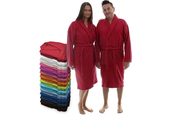 LEBENGOOD Peignoir unisexe pour femme et homme 100% coton éponge américain 400 g avec ceinture, poches, douche, peignoir doux, serviette