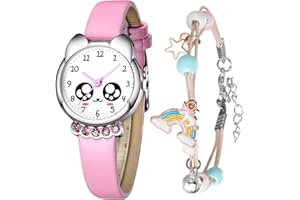 KDM Montre Enfant Set Montres Bracelet Montre Fille Design Sport Étanche Mignonne Dessin Montres Quartz Cuir Time Teacher Mode Cadeau Montres Elégantes pour Les Enfants Garçons Filles