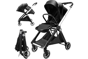 AOODIL Passeggino Reversibile, Passeggino Pieghevole Schienale Reclinabile e Regolabile, Poggiagambe, Passeggino Compatto per Bambini con Cestino Grande e Zanzariera, per Bambini da 0 Mesi fino 22 kg