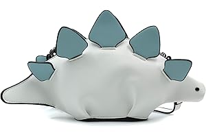 QiMing Dinosaur Shoulder Purses,PU Stegosaurus CrossBody Bag for Girl Women