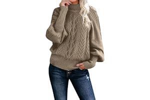 TDEOK Damtröja vinter stickad tröja oversize grovstickad tröja flätmönster oversize polotröja långärmad elegant stickad tröja vinter varm grovstickad tröja stickad lång tröja