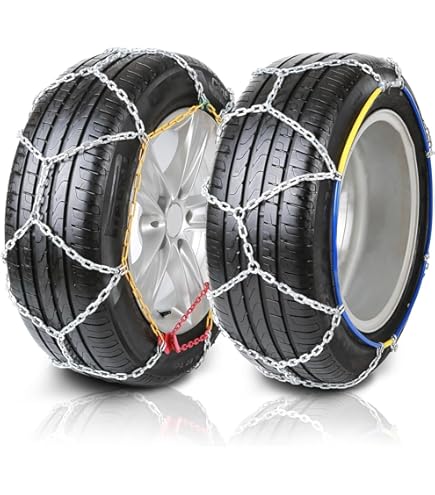 Qoosea Snow Chains 12 Pack Tire Chains For Car Trucks SUVUniversal Thickened Manganese Steel Emergency Snow Tire Chains Adjustable Anti-Slip Tire Cables Universal Fit (Yellow - View #6