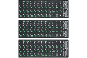 Lucocia 3 Stück Russische Tastaturaufkleber, Kyrillische Tastaturaufkleber Russische Wasserdichter Tastaturaufkleber Universelle Aufkleber Tastatur Ersatz Aufkleber für Laptop, Russisch Grün