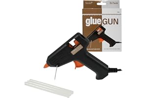 Trimits Hi-Tack Hot Glue Gun, Fine Tip, High Temp, Stand Included, 10w Mini Gun with 3 Clear Glue Sticks(7x100mm)