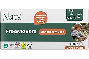 ECO BY NATY Naty Nappy Pants - Pañales hipoalergénicos y sin químicos, altamente absorbentes y pañales de entrenamiento para niños y niñas (talla 4-108 unidades)