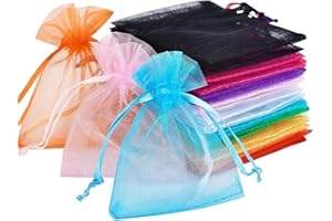 KYEDGC 120Pcs Mixed Color Small Organza Bags, 7x9cm Large, Rope Favour, Jewellery, for Wedding Parties, Anniversary, Birthday, and Baby Party Drawstring Gift