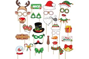 AMAZLUCK 30 Stück Weihnachten Fotorequisiten Photo Booth Foto Requisiten Fotoaccessoires Deko für Weihnachten Party Dekoration