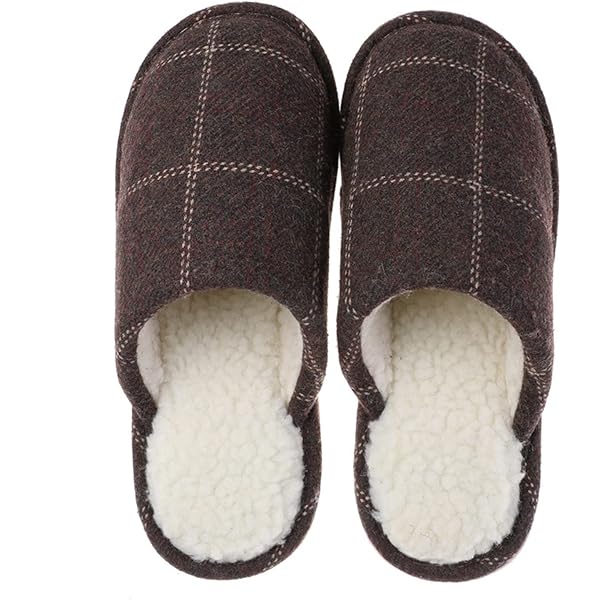 Victoria Pantoffeln Wamba Für Herren - Karomuster Mit Schaffell-Innenfutter & Bequemer Gummisohle