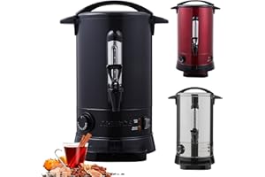 Arebos Distributeur de Boisson Chaudes 950W | Chaudière à eau 8,8L 40 Tasses | Marmite à Vin Chaud en Inox | Thé Café Soupe Dispositif de réchauffement |Thermostat | Réglage de la température 30-110°C